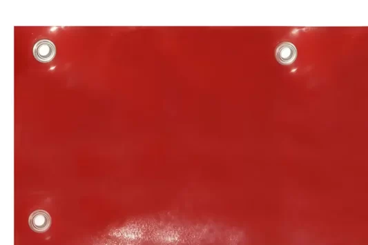 Plandeka spawalnicza, czerwona z folii PCV o grubości 0,4mm